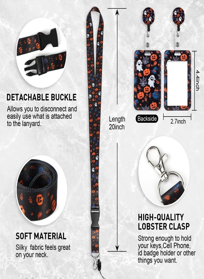 Hinsly ID Badge Holder with Lanyard Halloween Decoration Gifts, Retractable Badge Holders Reels with Lanyards Adjustable, for Women Kids Teacher Nurses Doctor Student - Image 2