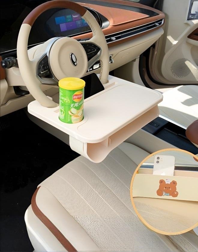 طاولة عجلة القيادة وصندوق تخزين المقعد للسيارة متعدد الوظائف 2 في 1 - Image 1