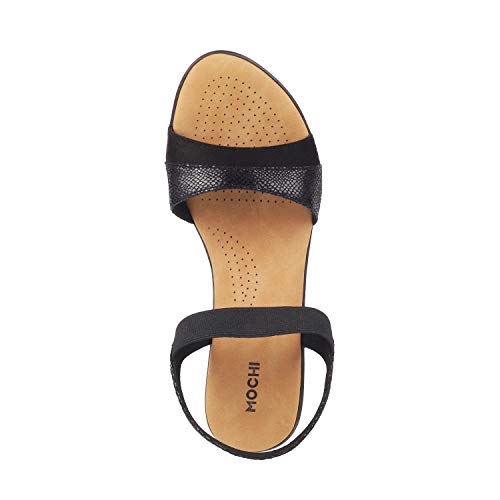 Mochi Women's Black Faux Leather Comfy Fashion Sandals UK/7 EU/40 (33-1359) - Image 5