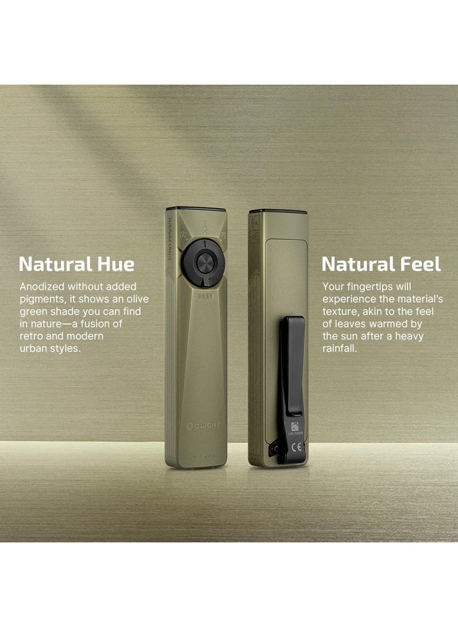OLIGHT OLIGHT Arkfeld Ultra 1400 Lumens EDC Flat Flashlight, Rechargeable Compact Pocket Flash Light Combines White LED, UV and Green Beam, Triple Sources Perfect for Checking, Working (Olive-Green NW)  - Image 4