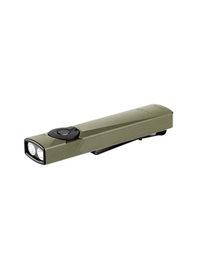 OLIGHT OLIGHT Arkfeld Ultra 1400 Lumens EDC Flat Flashlight, Rechargeable Compact Pocket Flash Light Combines White LED, UV and Green Beam, Triple Sources Perfect for Checking, Working (Olive-Green NW)  - Image 1