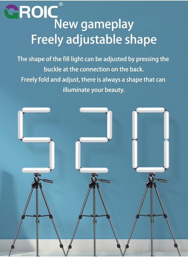 GROIC Splicing LED Light Foldble Lamp Pgrphy Fill with 3 Lighting Modes Brightness djustment Tripod Phone for Selfie Video  - Image 2