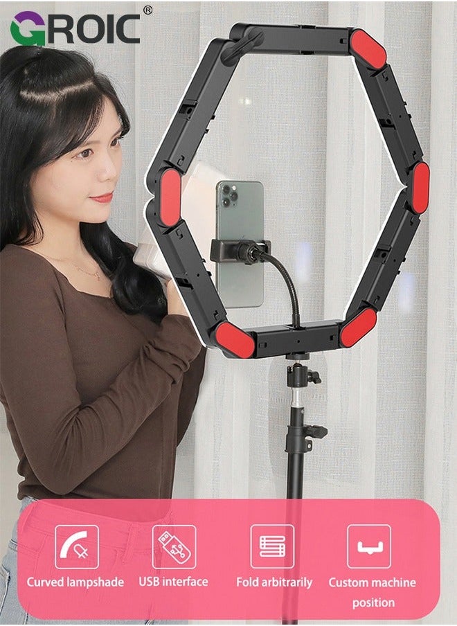 GROIC Splicing LED Light Foldble Lamp Pgrphy Fill with 3 Lighting Modes Brightness djustment Tripod Phone for Selfie Video  - Image 3