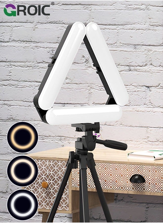 GROIC Splicing LED Light Foldble Lamp Pgrphy Fill with 3 Lighting Modes Brightness djustment Tripod Phone for Selfie Video  - Image 1
