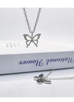 Unique women necklace with butterfly design distinctive women necklace silver color