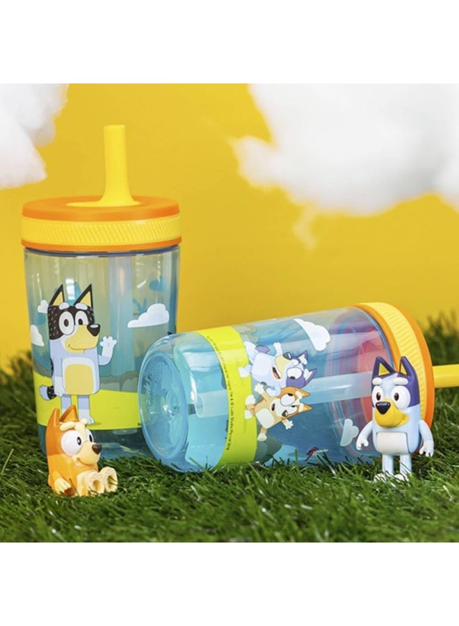 Zak Designs 15oz Bluey Kelso Tumbler Set, Leak-Proof Screw-On Lid with Straw Made of Durable Plastic and Silicone, Perfect Bundle for Kids, 2 Count (Pack of 1) - Image 2