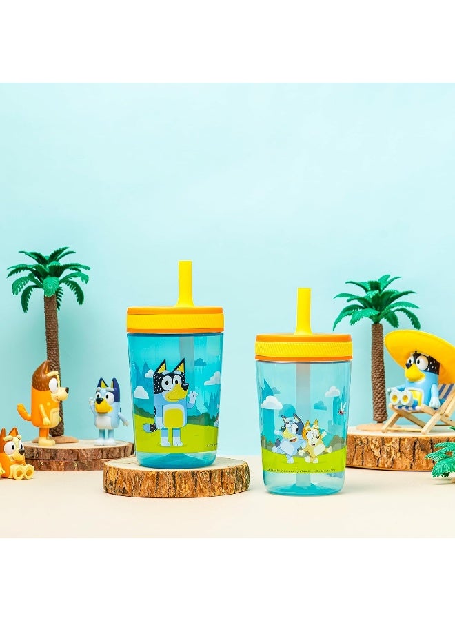 Zak Designs 15oz Bluey Kelso Tumbler Set, Leak-Proof Screw-On Lid with Straw Made of Durable Plastic and Silicone, Perfect Bundle for Kids, 2 Count (Pack of 1) - Image 3