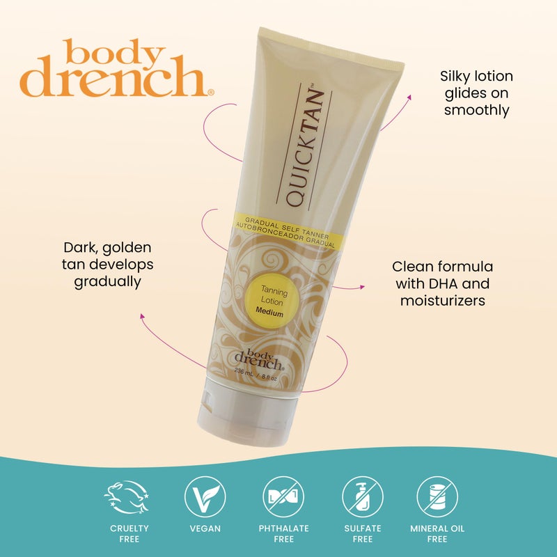 Body Drench Quick Tan Self Tanner Body Lotion â€“ Sunless Tanning Lotion for Women, Natural-Looking Self Tan, Medium, 8 fl oz - Image 4