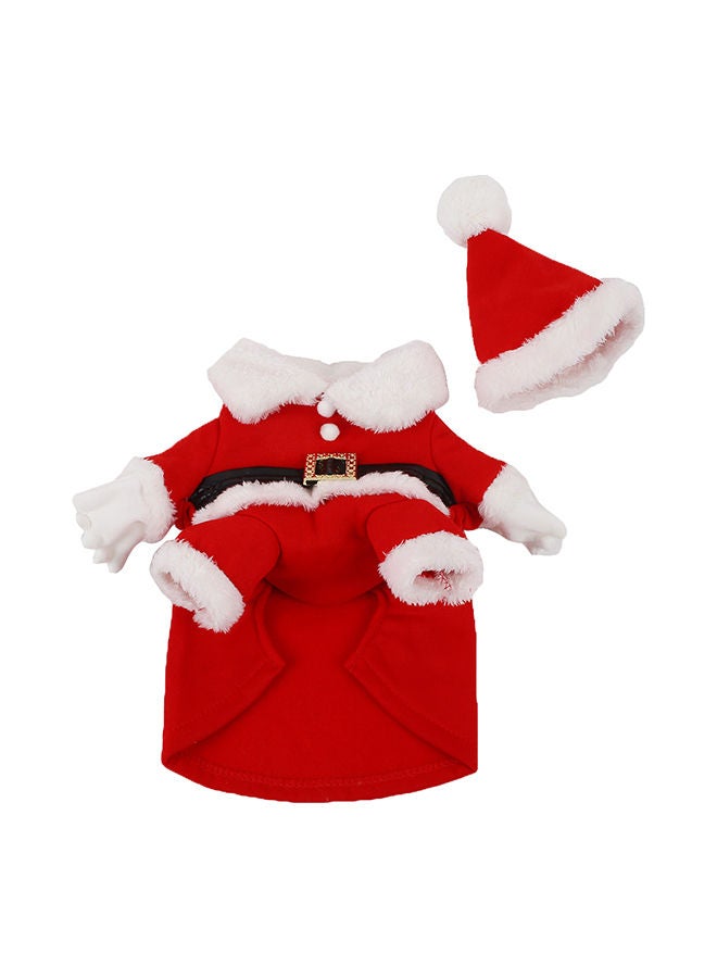 NIBEMINENT Pet Puppy X-MAS Santa Winter Warm Costume Dress Red Myard - Image 1