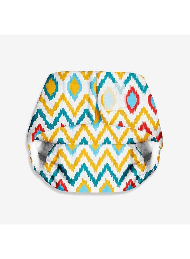 Superbottoms Newborn Uno Pack Of 2 (1 Shell+1 Insert) Washable & Reusable Waterproof Adjustable Cloth Diaper For Babiesdiaper With Prefold Style Pad (Ikat Chevron) - Image 3