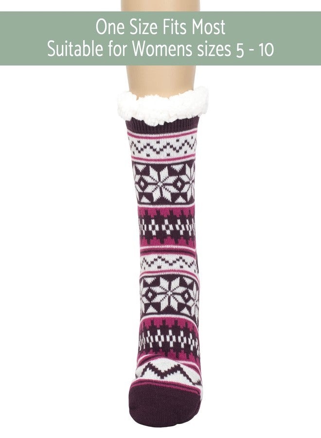 إيلانز ديزاينز جوارب إيلانز ديزاينز النسائية الأرجوانية ذات اللون الثلجي الشمالي، مصنوعة من صوف الشيربا الناعم غير القابل للانزلاق، مناسبة للارتداء داخل المنزل - Image 5