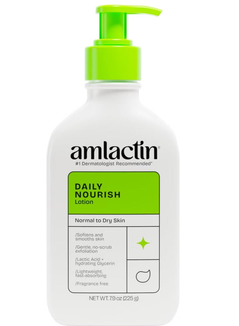 AmLactin Daily Moisturizing Body Lotion,225GM Ounce (Pack of 1) Bottle with Pump, Paraben Free