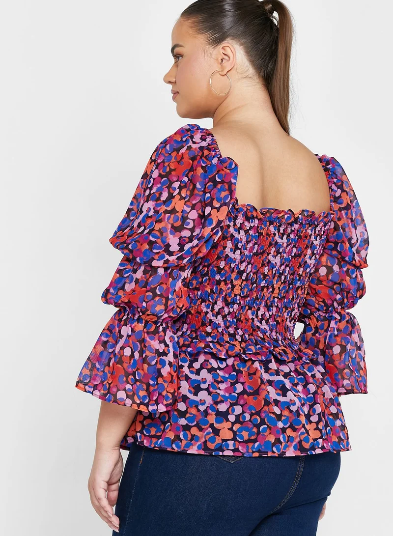 Ginger Plus Smocked Puff Sleeve Top