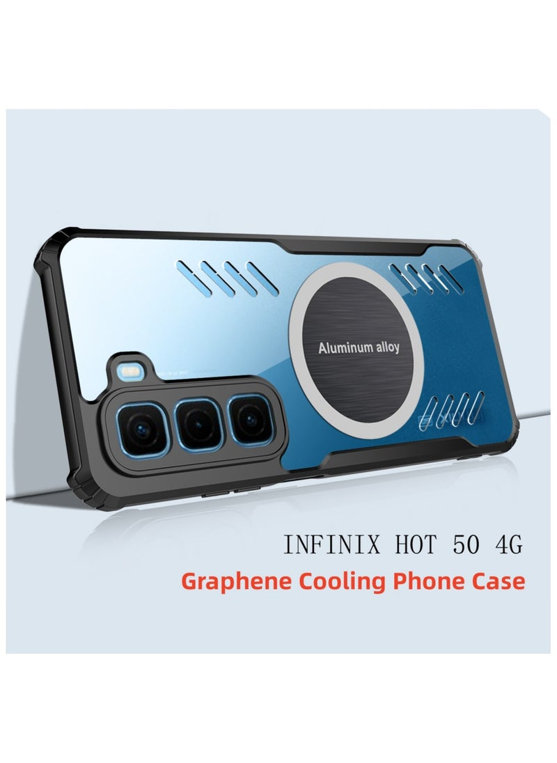 Fankalo - [1+2 Sets] For Infinix Hot 50 4G Case Cover & Screen Protector Magnetic Suction Car Phone Case with Cooling and Anti Drop Function，2 Tempered Flims - Image 1