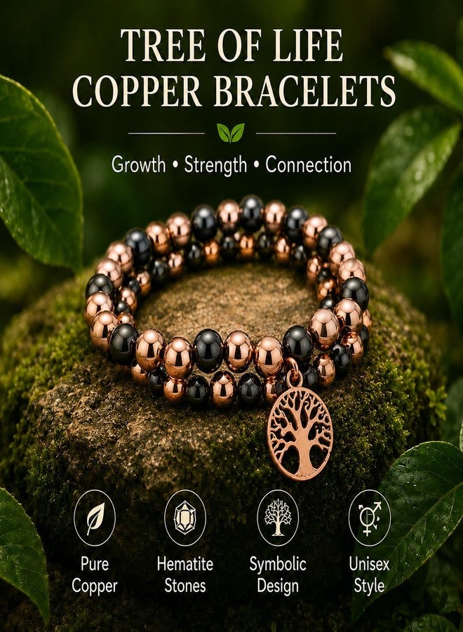 Fashtour Copper Beads Bracelet for Men & Women, Hematite Bracelet Jewelry - Image 2