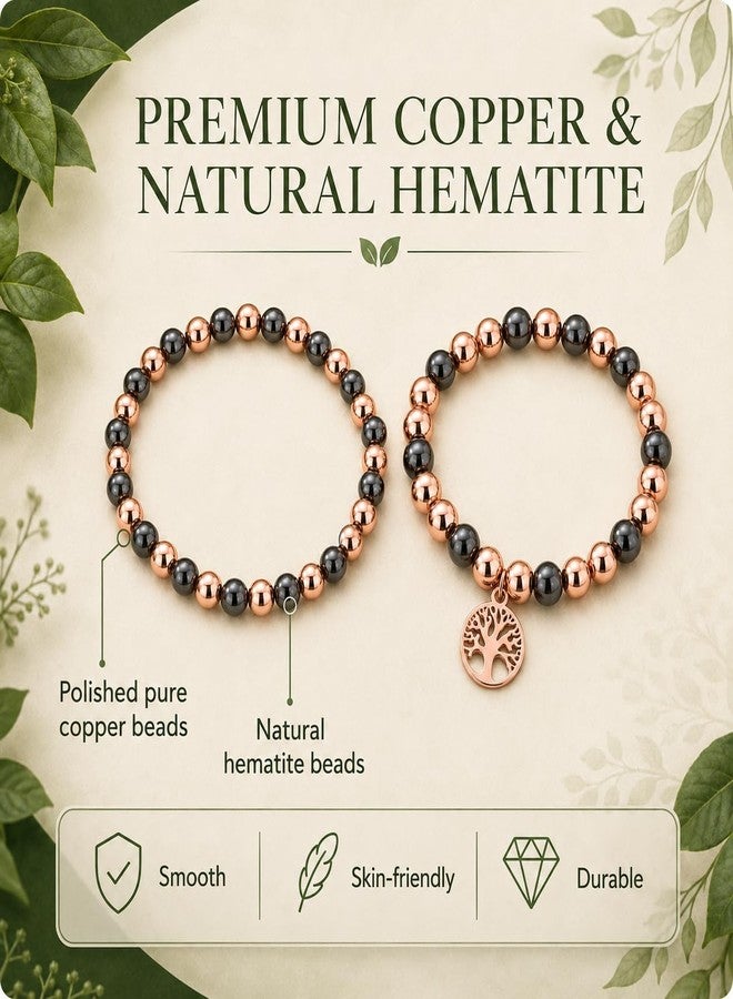 Fashtour Copper Beads Bracelet for Men & Women, Hematite Bracelet Jewelry - Image 3