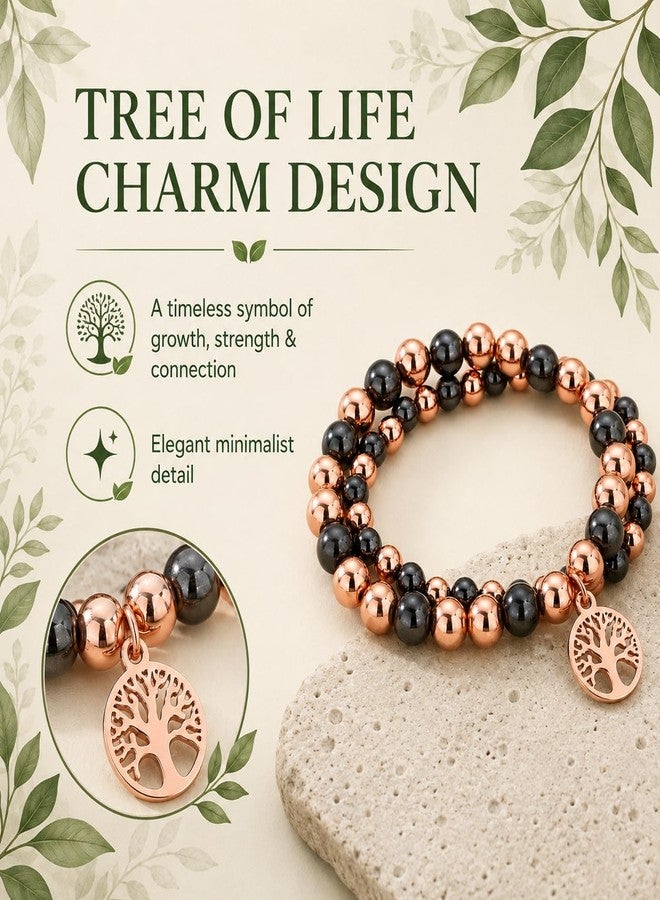 Fashtour Copper Beads Bracelet for Men & Women, Hematite Bracelet Jewelry - Image 4