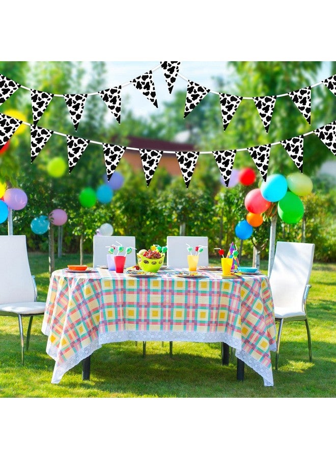 FFNIU 52.5 Ft Cow Print Pennant Banner, Reusable Farm Theme Party Decor, Black and White, 25 Pennants, 7.9 x 11.8 Inch Triangular Flags - Image 2