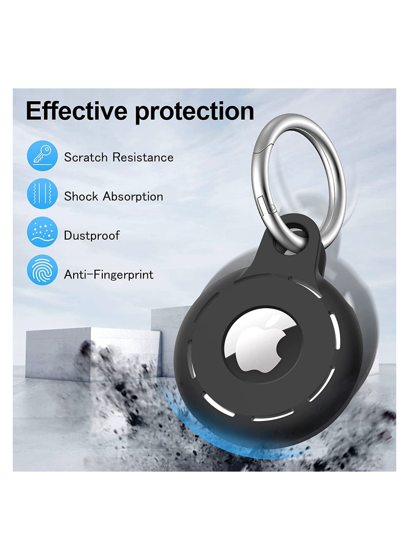 Generic - AirTag Holder Soft Silicone Case 4 Pack with Keychain Accessories for Easy Attachment to Wallets Keys and Pet Collars Black - Image 1