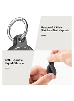 Generic AirTag Holder Soft Silicone Case 4 Pack with Keychain Accessories for Easy Attachment to Wallets Keys and Pet Collars Black  - Image 2