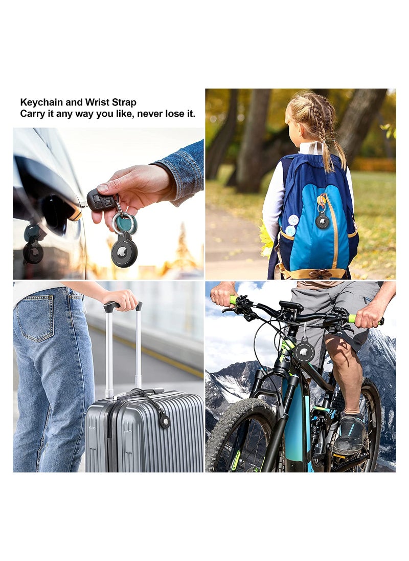 Generic - AirTag Holder Soft Silicone Case 4 Pack with Keychain Accessories for Easy Attachment to Wallets Keys and Pet Collars Black - Image 1