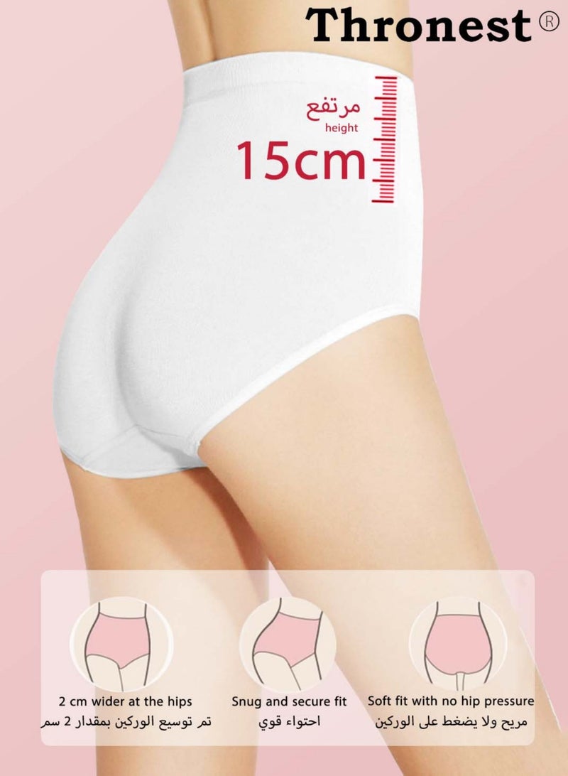 عرش ٥ قطع سراويل داخلية نسائية قطنية للاستعمال لمرة واحدة – مريحة وآمنة للسفر، النفاس، العمرة، والحج – تصميم عالي الخصر وتغليف صحي لكل قطعة - Image 2