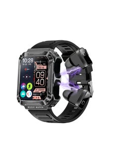 Generic T93 Bluetooth Smart Watch With Earbuds For Android iPhone Fitness Tracker With Blood Oxygen Heart Rate Sleep Monitor Long Time Standby Sports Black  - Image 1