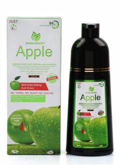 SAADA BEAUTY Dark brown apple dye shampoo, free of ammonia, extracted from green apples, 400 ml  - Image 1