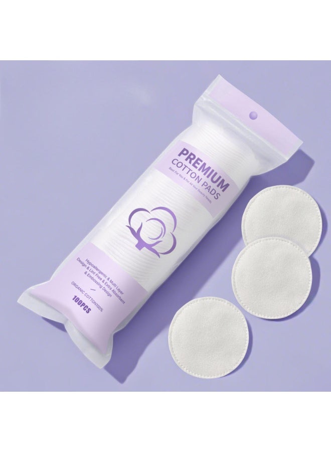 EFUMKE 3 packs of 300 cotton pads, thick round pads, three-layer thickened makeup remover pads that do not shed lint (300 pcs) - Image 2