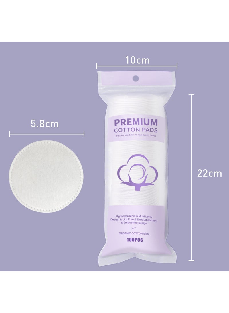 EFUMKE 3 packs of 300 cotton pads, thick round pads, three-layer thickened makeup remover pads that do not shed lint (300 pcs) - Image 5