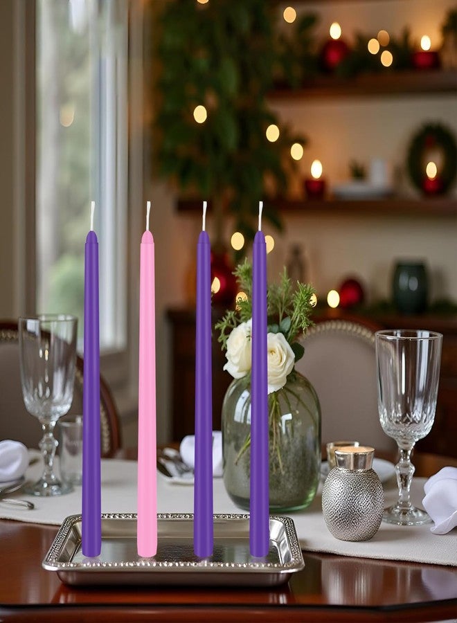 Jayhanvoe 24 Count Advent Candles, 10 Inch Purple and Pink Christmas Wreath Candles - 18 Purple & 6 Pink Complete 24-Day Advent Candle Set for Church, Home Decor, Long-Lasting Holiday Season Candle - Image 5