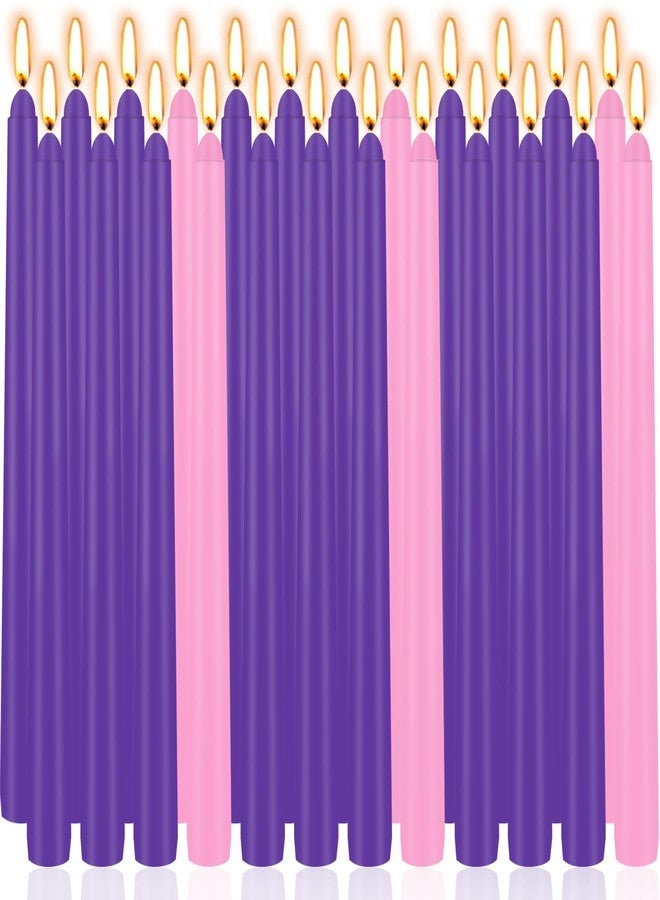 Jayhanvoe 24 Count Advent Candles, 10 Inch Purple and Pink Christmas Wreath Candles - 18 Purple & 6 Pink Complete 24-Day Advent Candle Set for Church, Home Decor, Long-Lasting Holiday Season Candle - Image 1