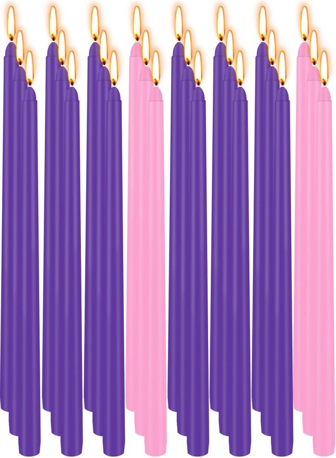 Jayhanvoe 24 Count Advent Candles, 10 Inch Purple and Pink Christmas Wreath Candles - 18 Purple & 6 Pink Complete 24-Day Advent Candle Set for Church, Home Decor, Long-Lasting Holiday Season Candle - Image 2