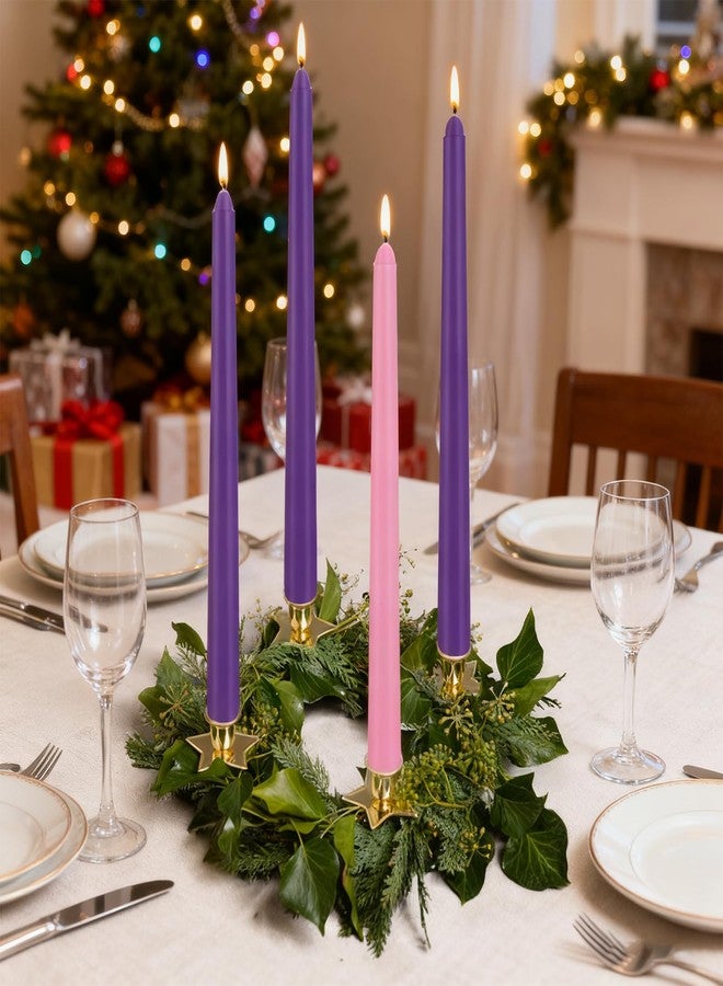 Jayhanvoe 24 Count Advent Candles, 10 Inch Purple and Pink Christmas Wreath Candles - 18 Purple & 6 Pink Complete 24-Day Advent Candle Set for Church, Home Decor, Long-Lasting Holiday Season Candle - Image 4