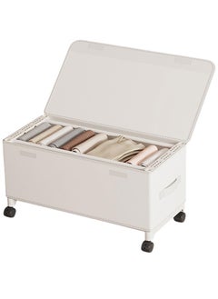 XiuWoo 50L Under Bed Storage on Wheels Metal Frame Underbed Storage Containers, Underbed Storage Boxes with Lid Visiable Window, Home Closet Organization Drawer Bins Organizer White, 57x30x29cm  - Image 2