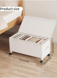 XiuWoo 50L Under Bed Storage on Wheels Metal Frame Underbed Storage Containers, Underbed Storage Boxes with Lid Visiable Window, Home Closet Organization Drawer Bins Organizer White, 57x30x29cm  - Image 3