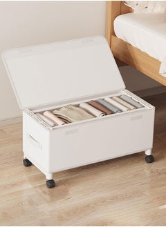 XiuWoo 50L Under Bed Storage on Wheels Metal Frame Underbed Storage Containers, Underbed Storage Boxes with Lid Visiable Window, Home Closet Organization Drawer Bins Organizer White, 57x30x29cm  - Image 4