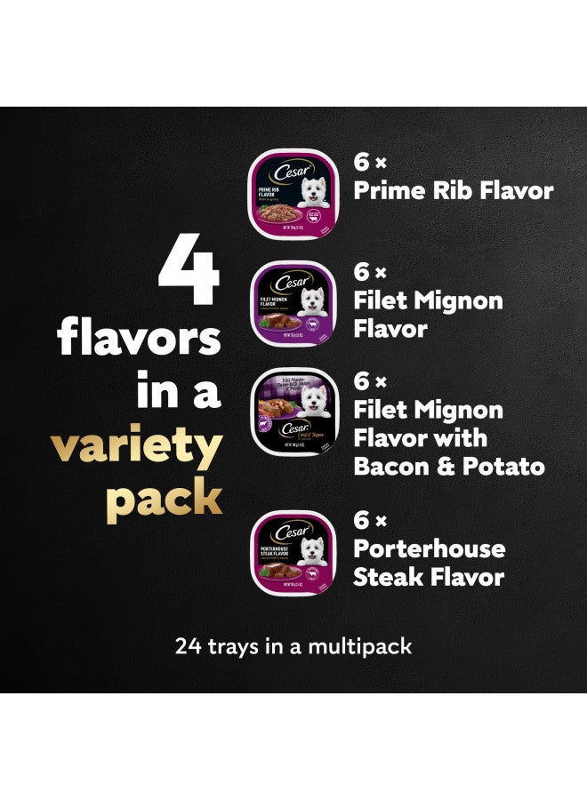 CESAR Adult Soft Wet Dog Food Steak Lovers Variety Pack with Real Meat, (24) 3.5 oz. Trays - Image 2