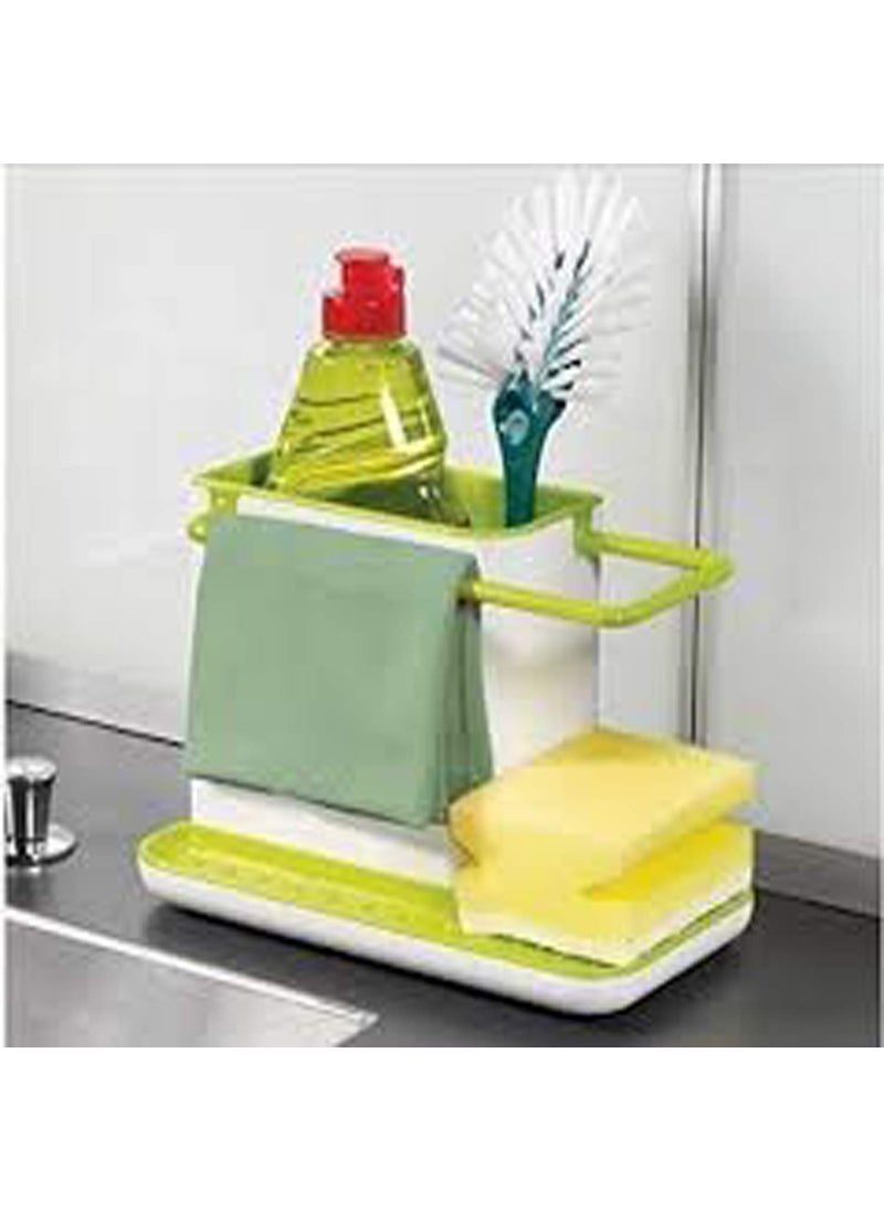 ATOM - Atom 3 in 1 Kitchen Sink Storage Solution for Dish Soap, Brushes, Cloths, Sponges, and More - (Pack of 1, Plastic, Multi-Tier Shelf) - Image 1