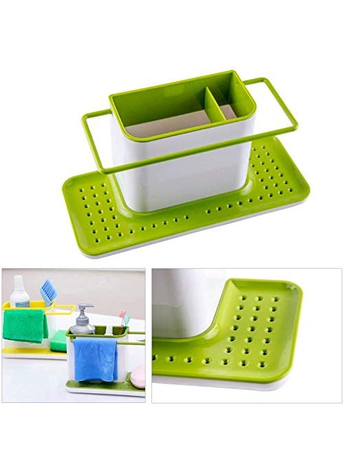 ATOM - Atom 3 in 1 Kitchen Sink Storage Solution for Dish Soap, Brushes, Cloths, Sponges, and More - (Pack of 1, Plastic, Multi-Tier Shelf) - Image 1