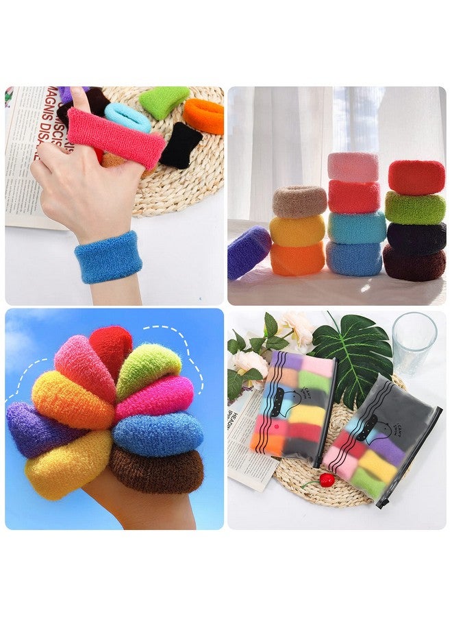 KesaPlan 24Pcs Extra Soft Towel Scrunchies Stretchy Hair Ties Terry Cloth Cotton Elastic Fuzzy Wide Thick Ponytail Holder Seamless Hair Rubber Band Assorted Color Hair Accessories For Women Girl Kids - Image 4