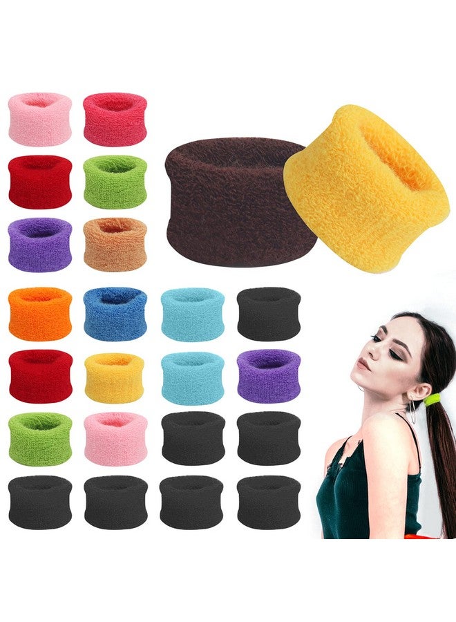KesaPlan 24Pcs Extra Soft Towel Scrunchies Stretchy Hair Ties Terry Cloth Cotton Elastic Fuzzy Wide Thick Ponytail Holder Seamless Hair Rubber Band Assorted Color Hair Accessories For Women Girl Kids - Image 1