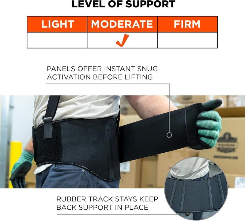 Ergodyne ProFlex 1600 Back Support Brace with 9" Extended Support and High Cut Front for Enhanced Mobility - Black - Image 3