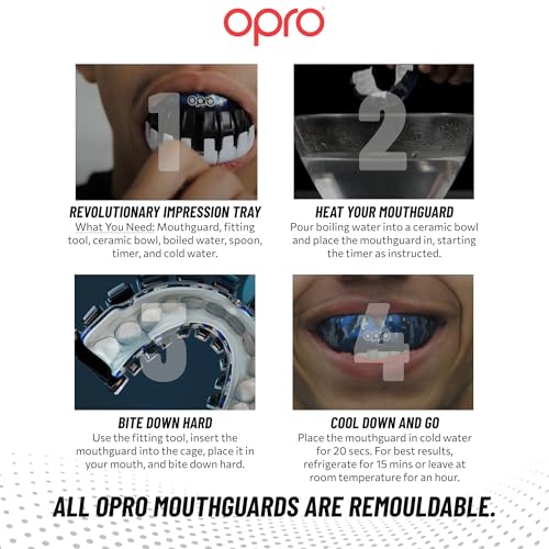 OPRO Instant Custom-Fit Mouthguard – Dentist Level Gum Shield Adult and Kids – OPRO Mouth Guard Boxing and MMA, Self-Fit Gum Shield Rugby – Maximum Protection with Dental Warranty (Dark Blue/Green) - Image 5