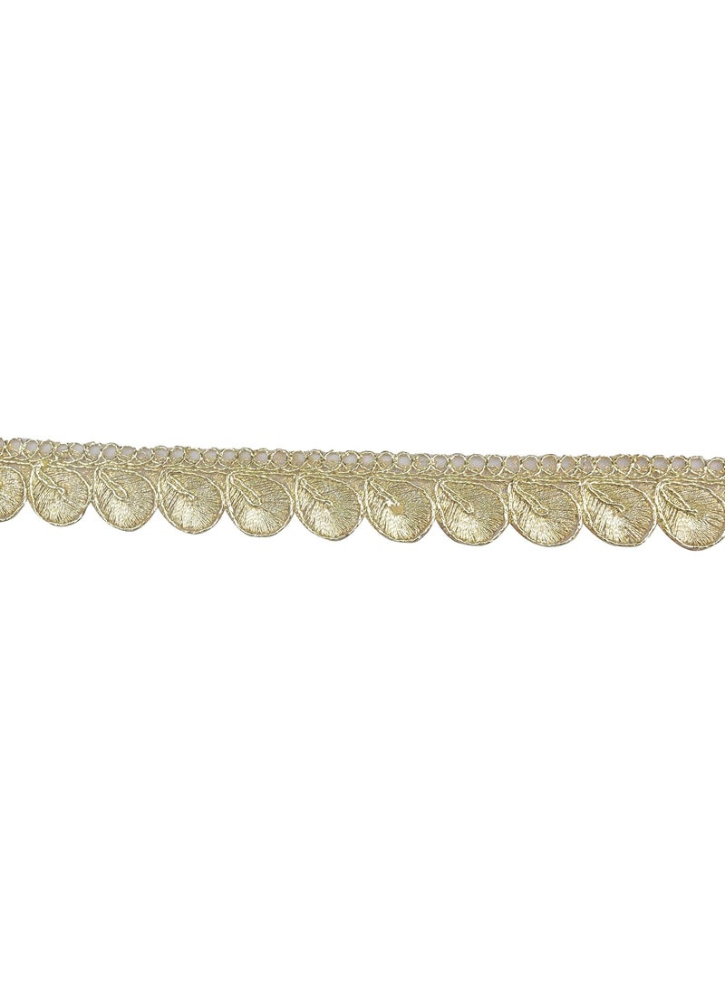 GOELX Goelx Leaf Buta Flower Colorful Lace and Border Material 9.2 Yards / 8.5 Mtr for Duapatta, Lehanga, Saree, Palazzo, Anarkali Suits (Width : 2 cm) (Golden)  - Image 3