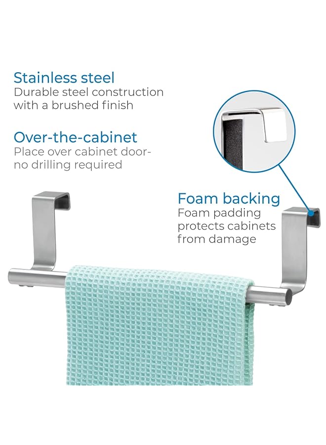 InterDesign Forma Metal Over The Cabinet Towel Bar Hand Towel And Washcloth Rack For Bathroom And Kitchen 9.25 Inch X 2.5 Inch X 2.5 Inch Stainless Steel - Image 4