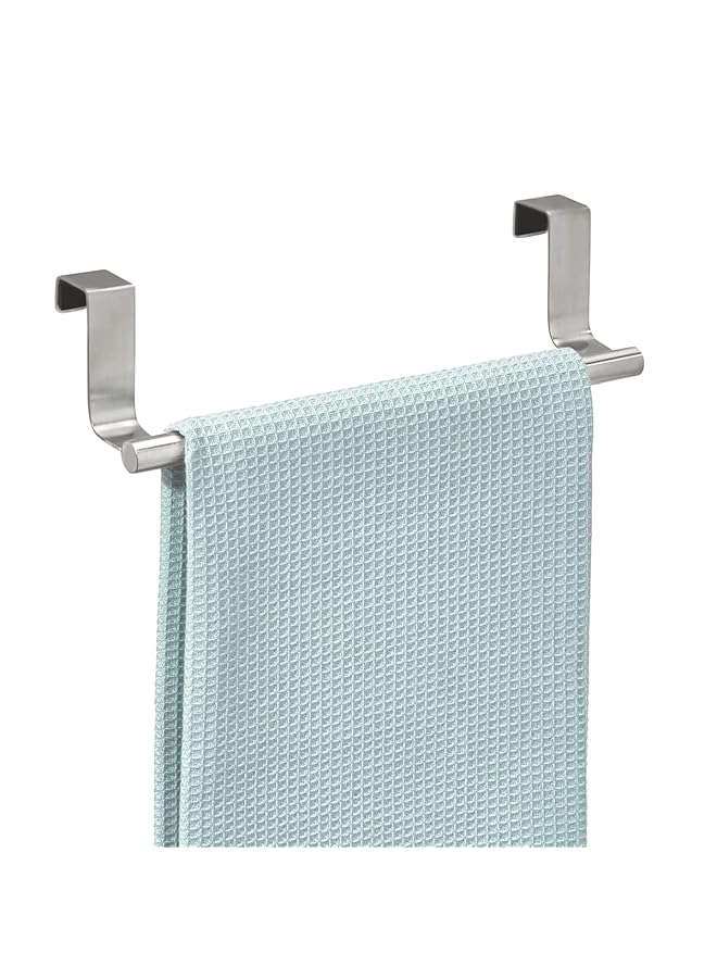 InterDesign Forma Metal Over The Cabinet Towel Bar Hand Towel And Washcloth Rack For Bathroom And Kitchen 9.25 Inch X 2.5 Inch X 2.5 Inch Stainless Steel - Image 1