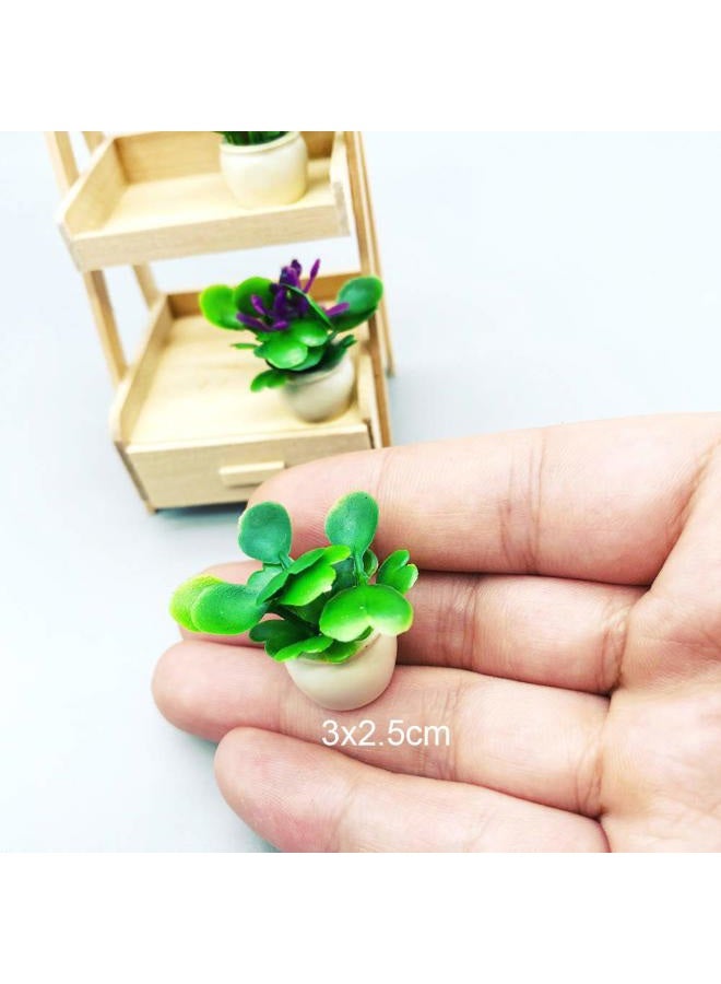 Lynkaye Dollhouse Decoration Plant Pots Miniature Green Potted Miniature Bonsai Model Dollhouse Accessories Decor,1 12 Scale Doll House Miniature Plant Model (4 Different Flower Bots) - Image 4