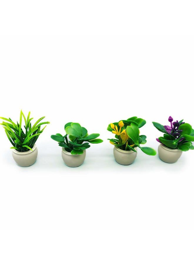 Lynkaye Dollhouse Decoration Plant Pots Miniature Green Potted Miniature Bonsai Model Dollhouse Accessories Decor,1 12 Scale Doll House Miniature Plant Model (4 Different Flower Bots) - Image 1