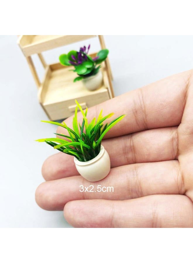 Lynkaye Dollhouse Decoration Plant Pots Miniature Green Potted Miniature Bonsai Model Dollhouse Accessories Decor,1 12 Scale Doll House Miniature Plant Model (4 Different Flower Bots) - Image 2